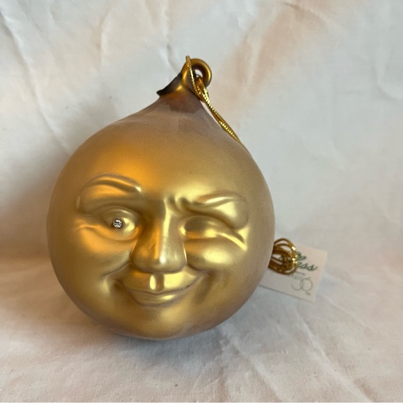 Department 56 Vintage Frosted Mercury Glass Man in the Moon Ornament Winking - Picture 2 of 8